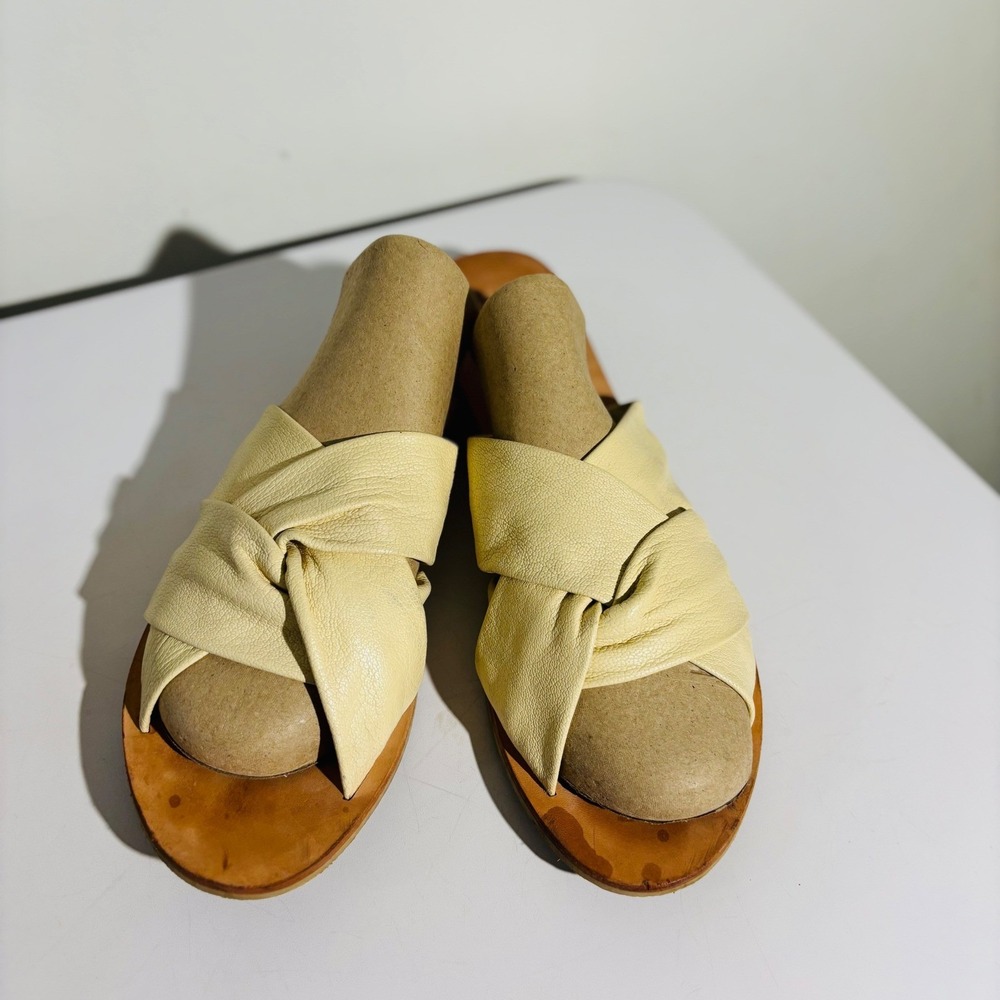 Free People Rio Vista Cream Upper Leather Slide Sandal Women's Size 8